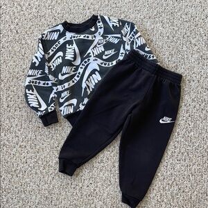 Nike Kids Black and White Logo Sweatshirt and Joggers